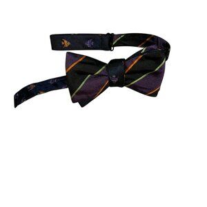 Edward armah Silk green purple embroidered fish ? double bow tie  USA